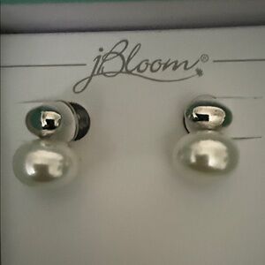 bloom Silver and Cream Pearl Earrings